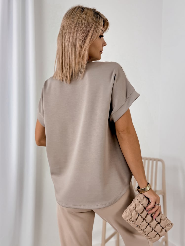 BLUZKA MILARA CIEMNOBEŻOWA