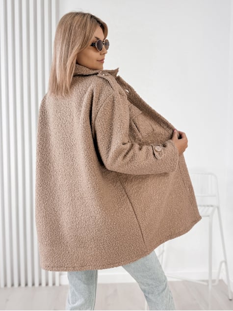 PŁASZCZ BOUCLE ELINNA CIEMNOBEŻOWY