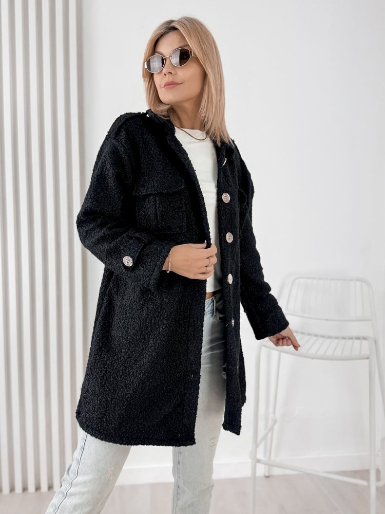 PŁASZCZ BOUCLE ELINNA CZARNY