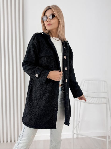 PŁASZCZ BOUCLE ELINNA CZARNY