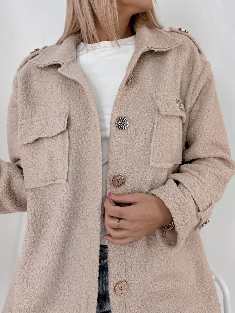 PŁASZCZ BOUCLE ELINNA BEŻOWY