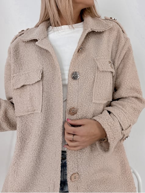 PŁASZCZ BOUCLE ELINNA BEŻOWY