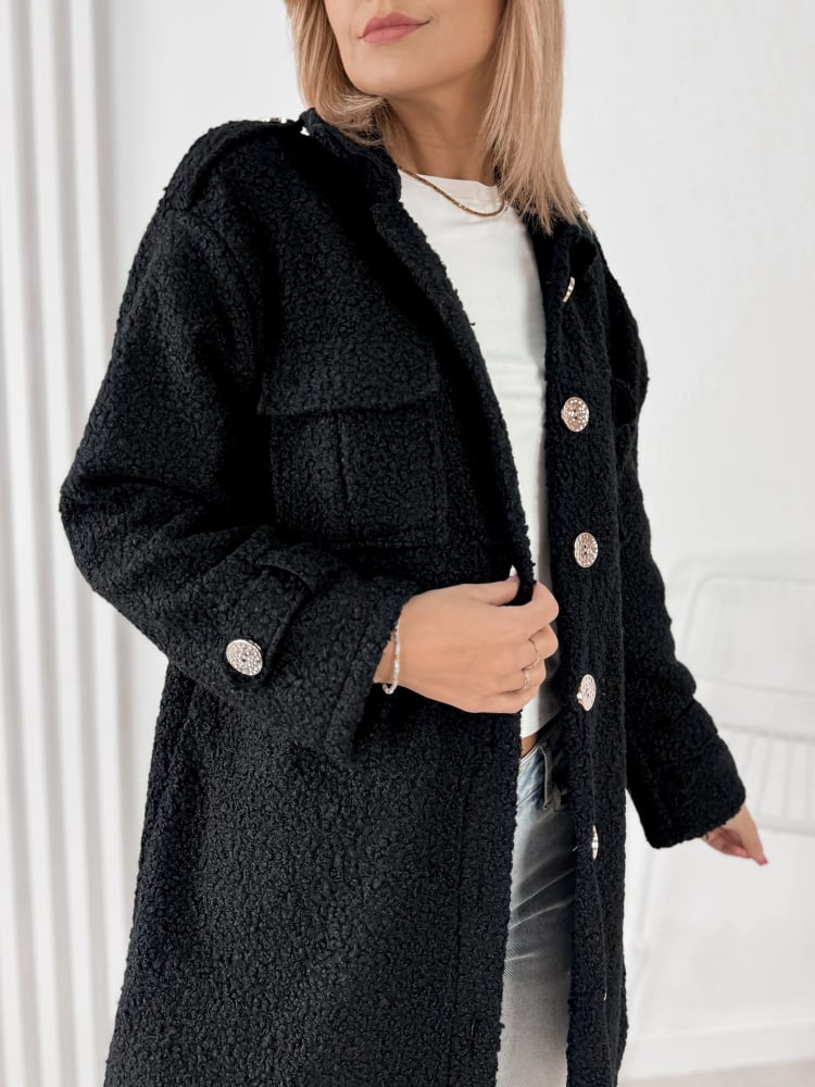 PŁASZCZ BOUCLE ELINNA CZARNY
