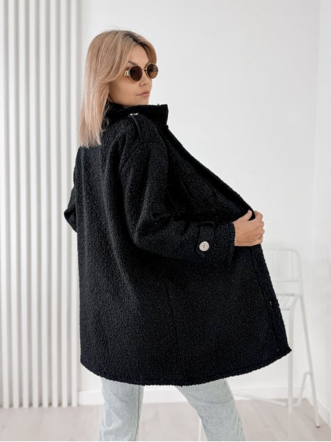 PŁASZCZ BOUCLE ELINNA CZARNY