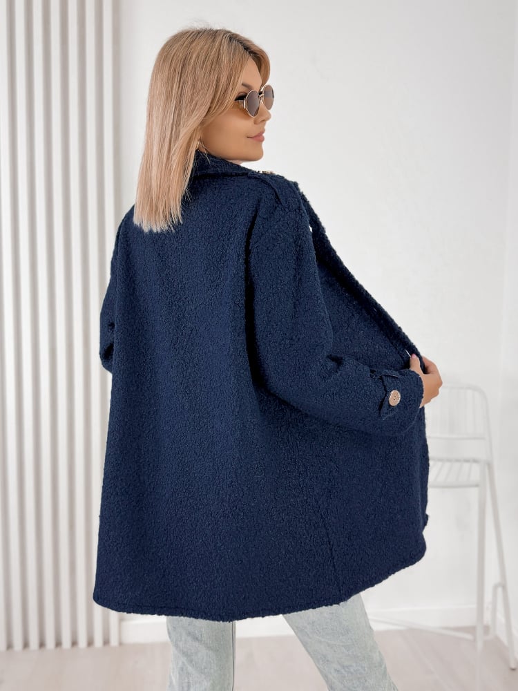 PŁASZCZ BOUCLE ELINNA GRANATOWY