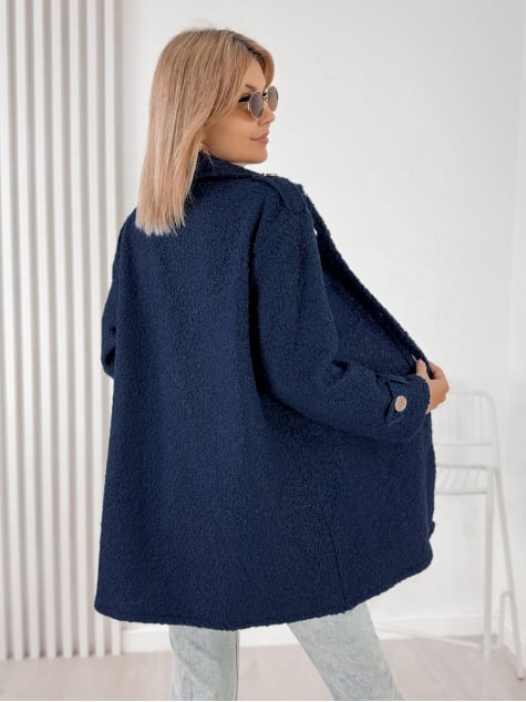 PŁASZCZ BOUCLE ELINNA GRANATOWY