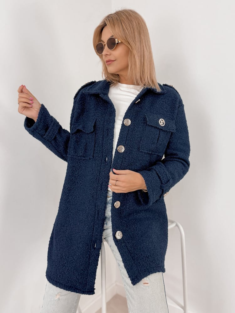 PŁASZCZ BOUCLE ELINNA GRANATOWY