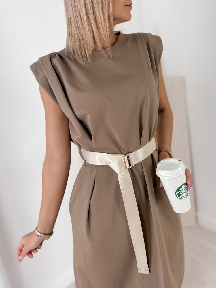 SUKIENKA SHEINA CIEMNOBEŻOWY