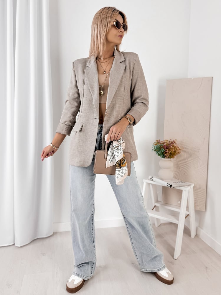 ŻAKIET OTEKAO CIEMNOBEŻOWY