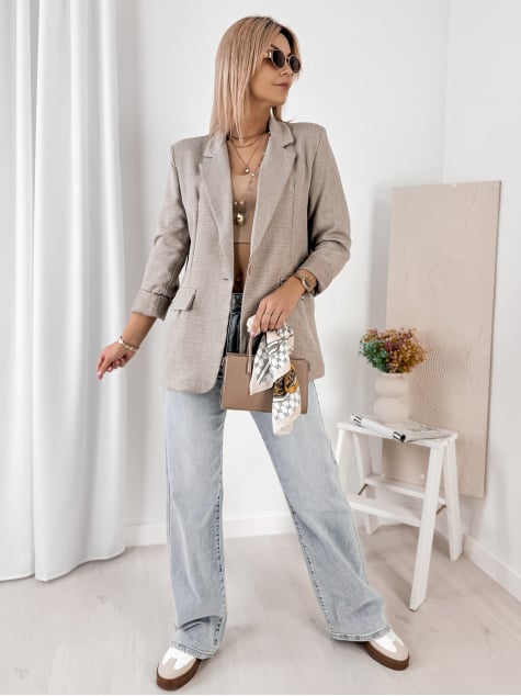 ŻAKIET OTEKAO CIEMNOBEŻOWY