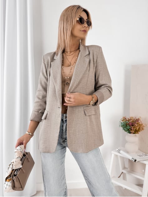 ŻAKIET OTEKAO CIEMNOBEŻOWY