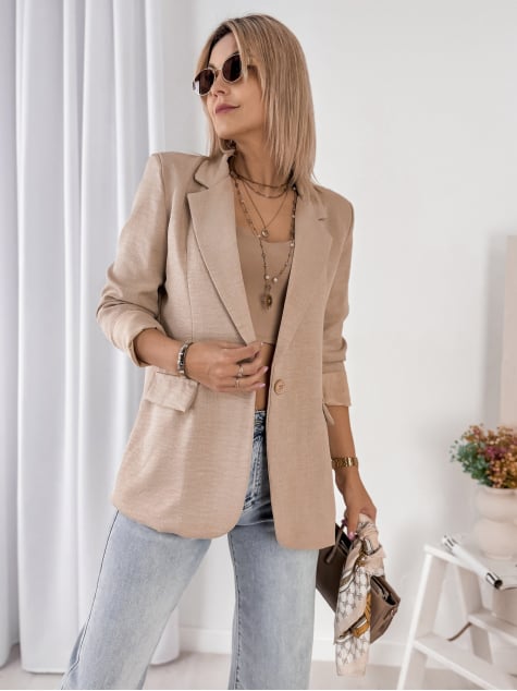 ŻAKIET OTEKAO KARMELOWY