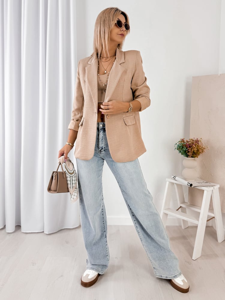 ŻAKIET OTEKAO KARMELOWY