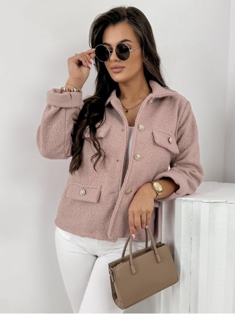 KURTKA BOUCLE XAVIA PUDROWY RÓŻ