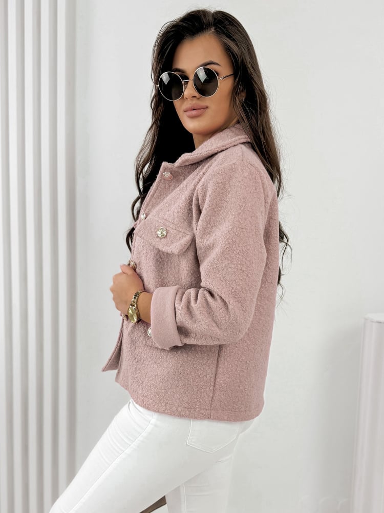 KURTKA BOUCLE XAVIA PUDROWY RÓŻ