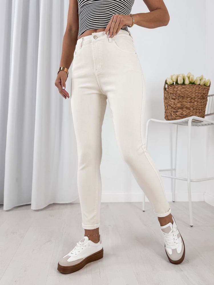 SPODNIE SETUBAL KREMOWE