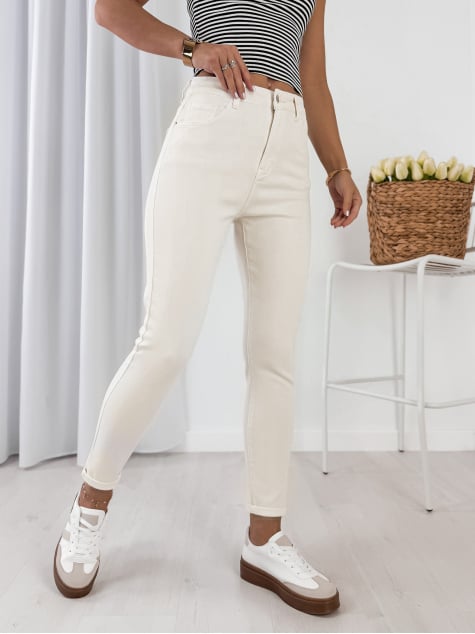 SPODNIE SETUBAL KREMOWE