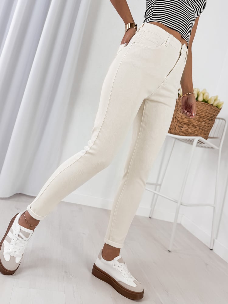 SPODNIE SETUBAL KREMOWE