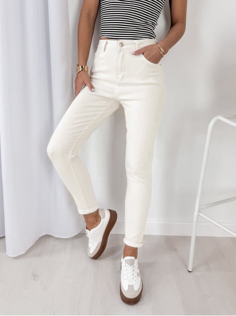 SPODNIE SETUBAL KREMOWE