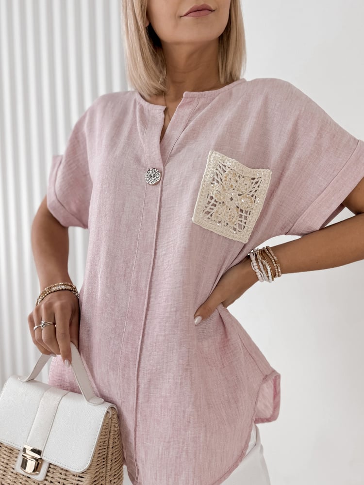 BLUZKA VALNIA PUDROWY RÓŻ