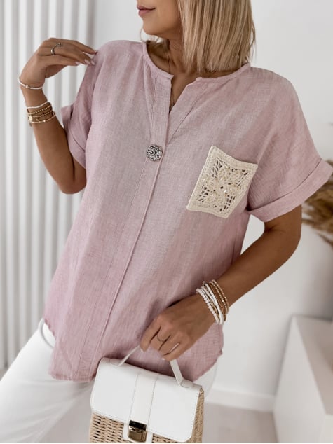 BLUZKA VALNIA PUDROWY RÓŻ