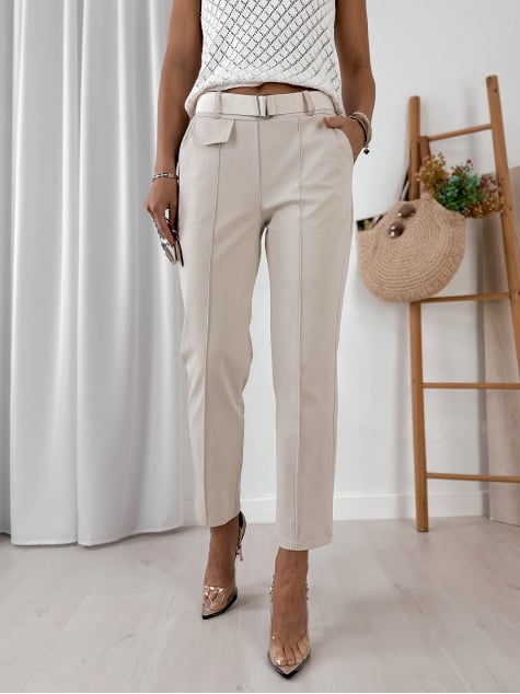 SPODNIE TEKKA KREMOWE