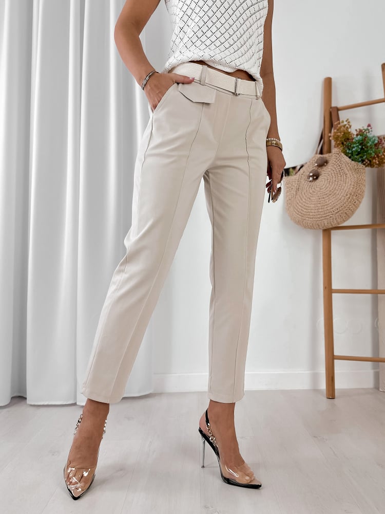 SPODNIE TEKKA KREMOWE