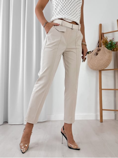 SPODNIE TEKKA KREMOWE