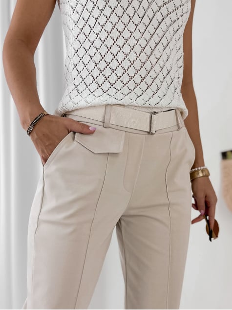 SPODNIE TEKKA KREMOWE