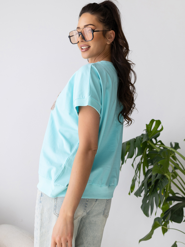 BLUZKA FLEURS MIĘTOWA