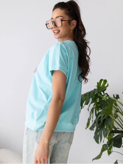 BLUZKA FLEURS MIĘTOWA