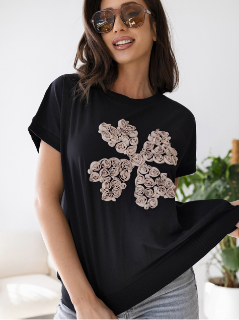 BLUZKA FLEURS CZARNA