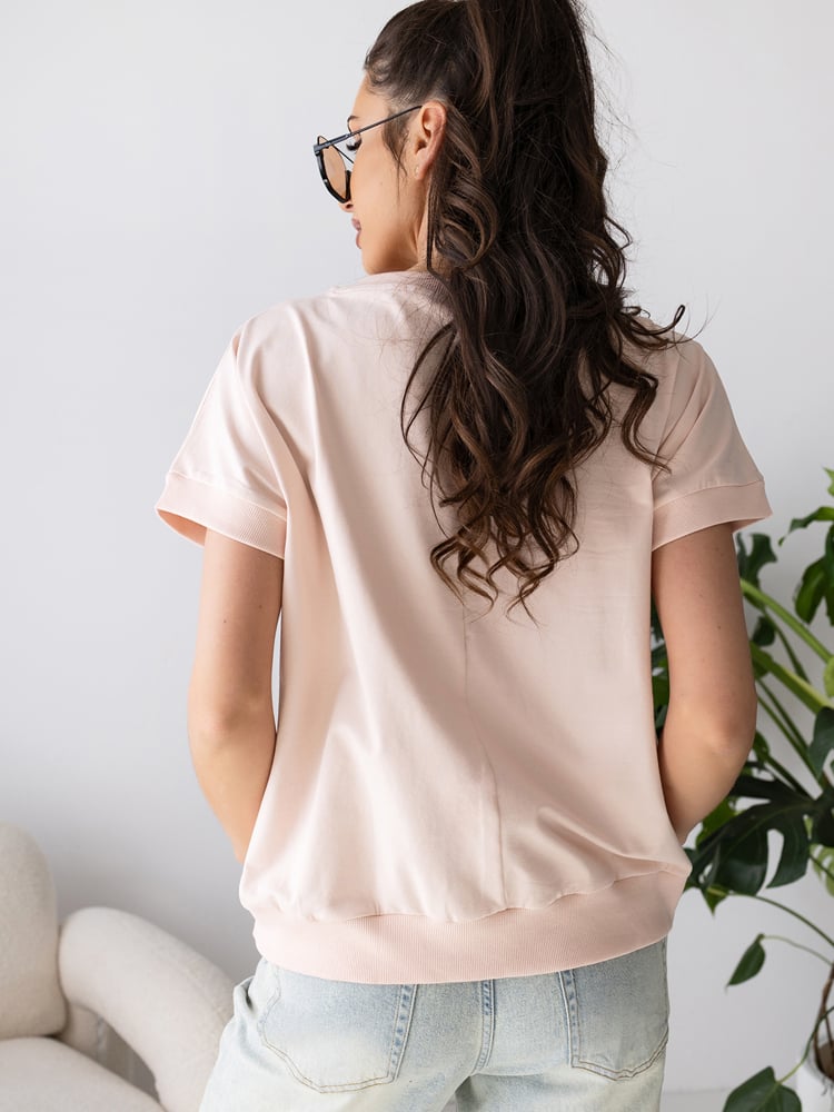 BLUZKA FLEURS PUDROWY RÓŻ