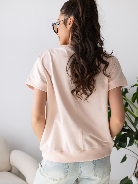 BLUZKA FLEURS PUDROWY RÓŻ