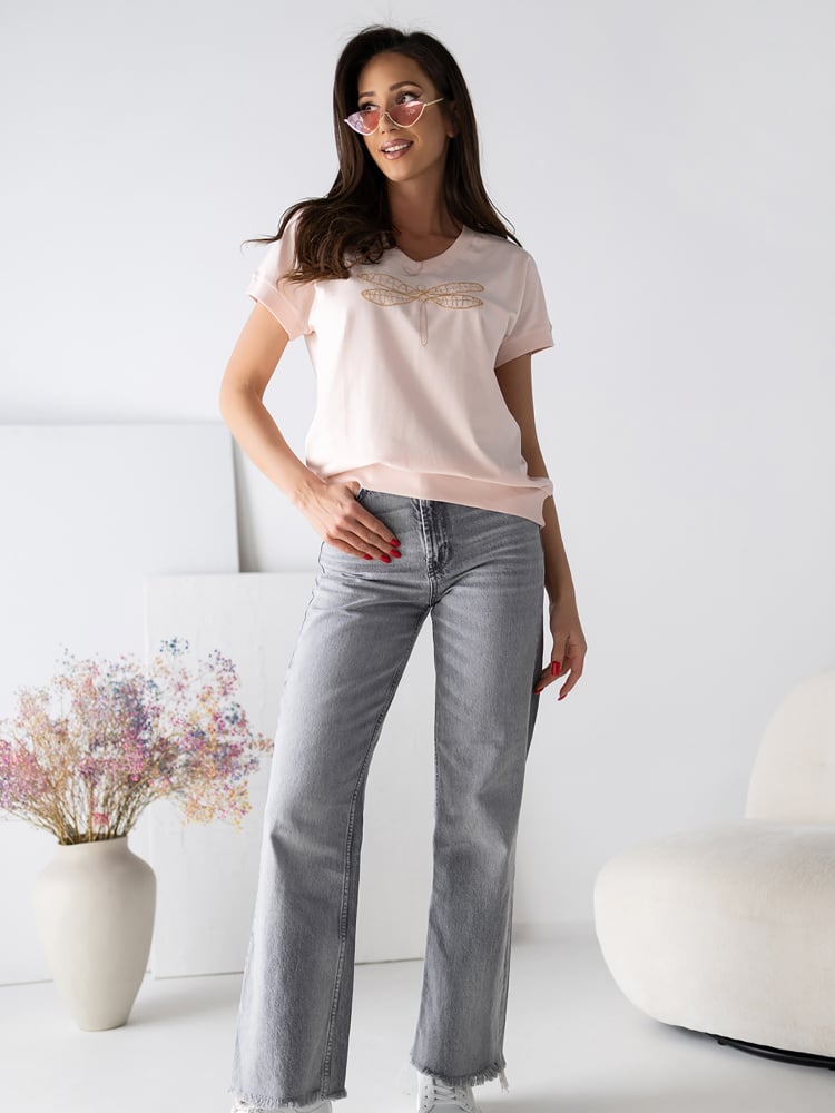 BLUZKA ORVEA PUDROWY RÓŻ