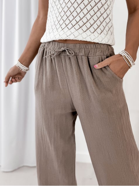 SPODNIE LEROS CIEMNOBEŻOWE