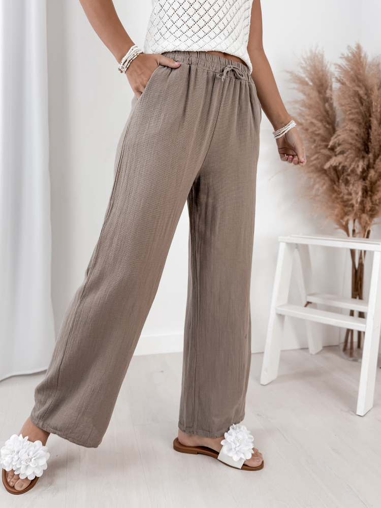 SPODNIE LEROS CIEMNOBEŻOWE