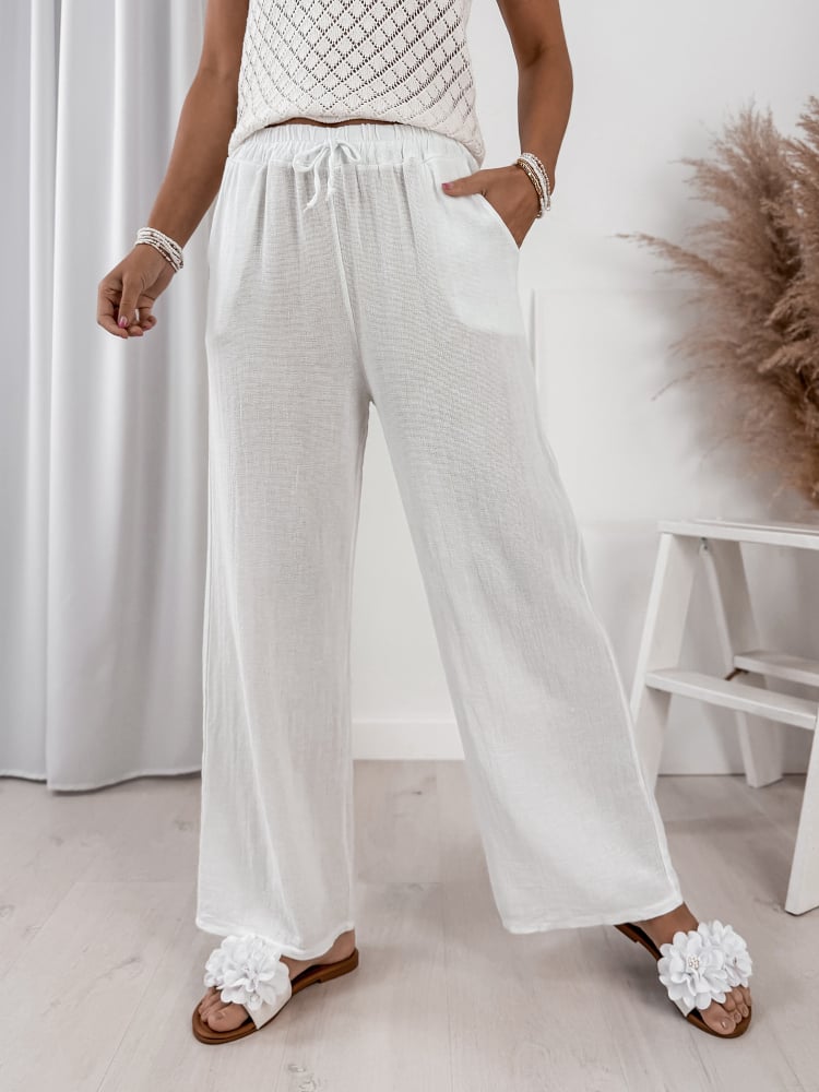 SPODNIE LEROS BIAŁE