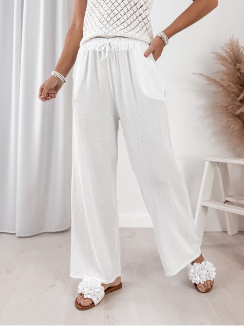 SPODNIE LEROS BIAŁE