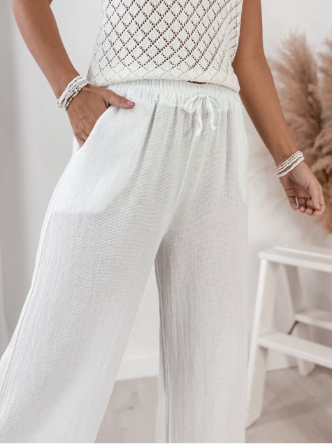 SPODNIE LEROS BIAŁE