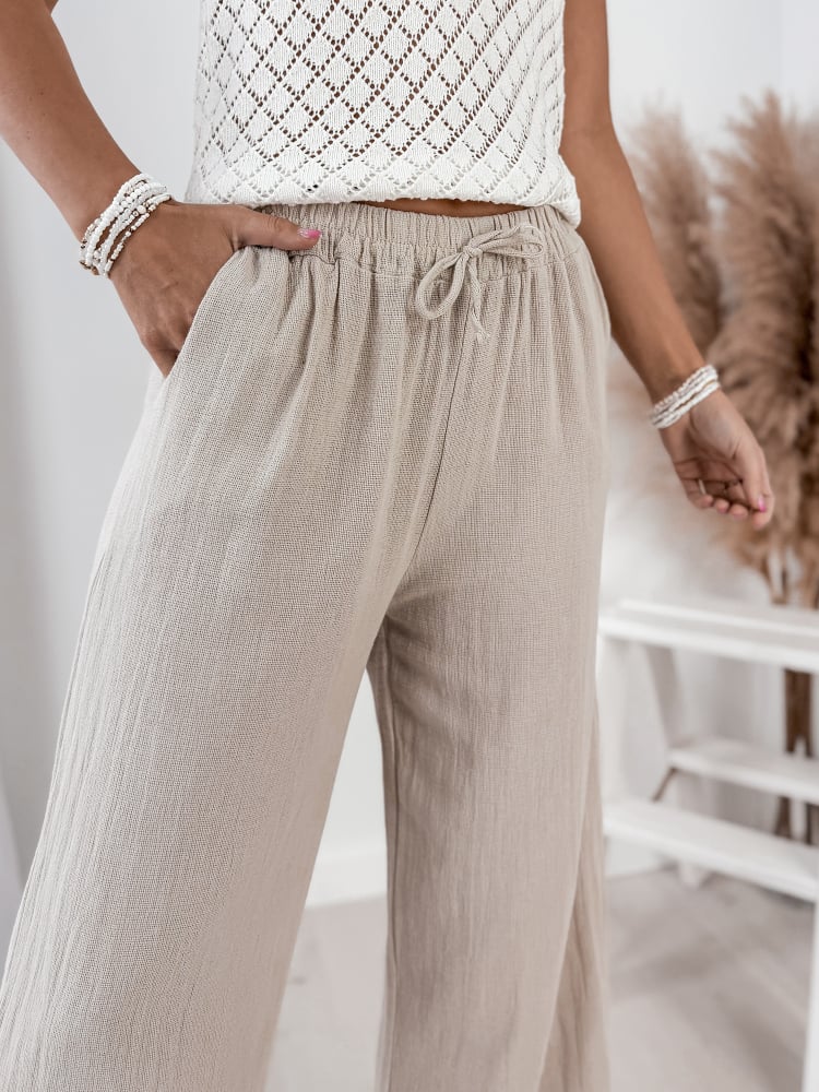 SPODNIE LEROS BEŻOWE