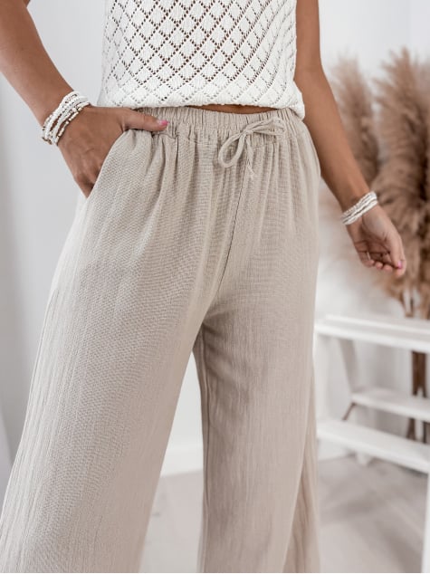 SPODNIE LEROS BEŻOWE