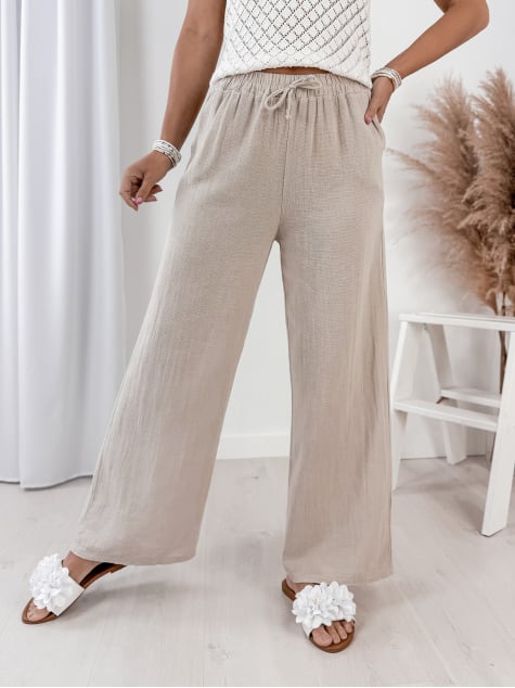 SPODNIE LEROS BEŻOWE