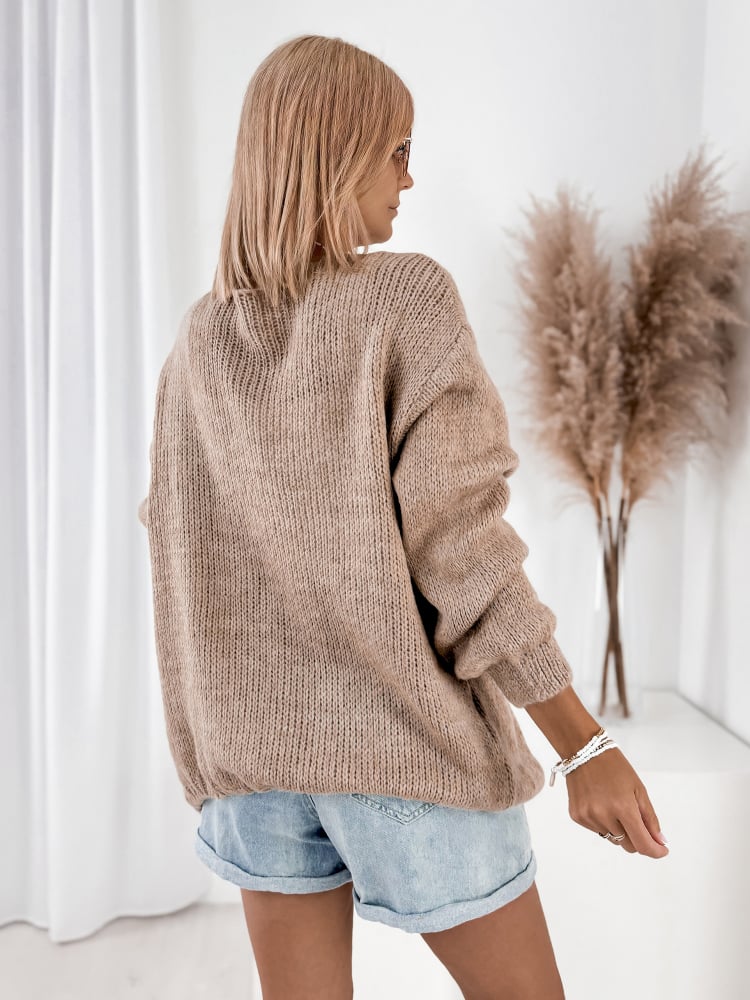 KARDIGAN ANTILA CIEMNOBEŻOWY