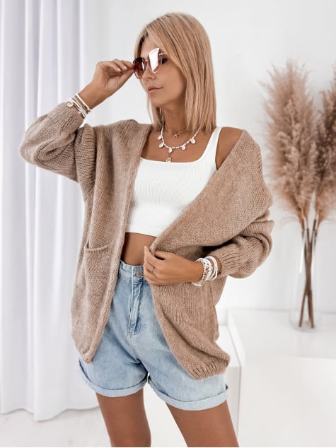 KARDIGAN ANTILA CIEMNOBEŻOWY