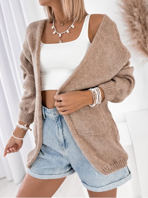 KARDIGAN ANTILA CIEMNOBEŻOWY