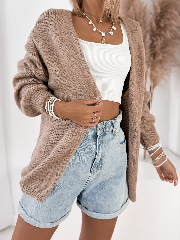 KARDIGAN ANTILA CIEMNOBEŻOWY