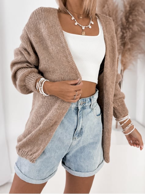 KARDIGAN ANTILA CIEMNOBEŻOWY