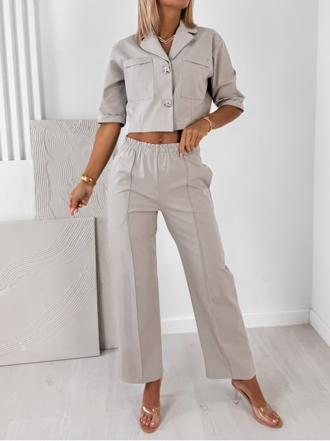 KOMPLET ANGELIQUE CIEMNOBEŻOWY