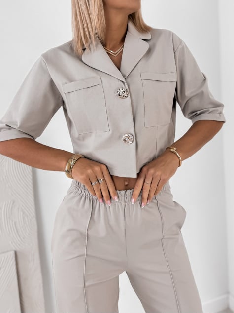 KOMPLET ANGELIQUE CIEMNOBEŻOWY